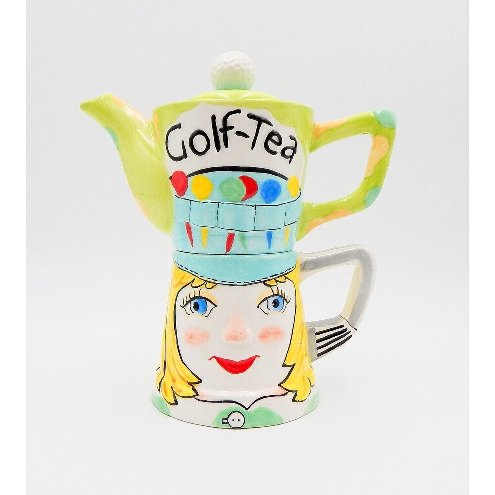 Peggy Turchette Santa Barbara Golf-Tea Stackable Tea For One Pot Teacup Mug